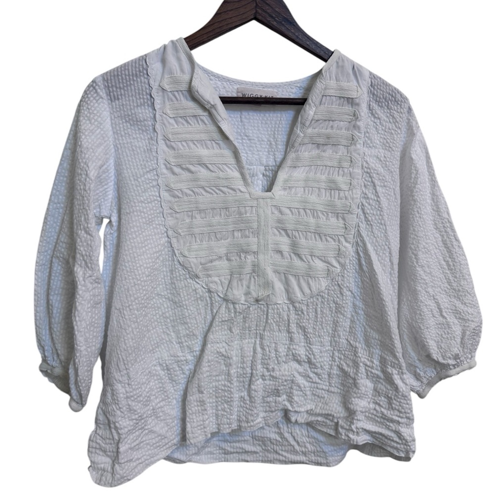 Wiggy Kit White Bib Blouse 100% Cotton Size Small